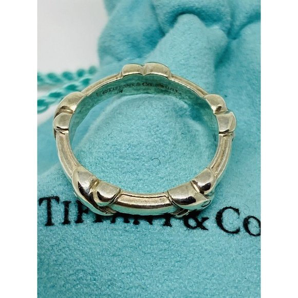 Tiffany & Co Silver Signature X Stacking Ring Band Sz 7.25 - Picture 4 of 9